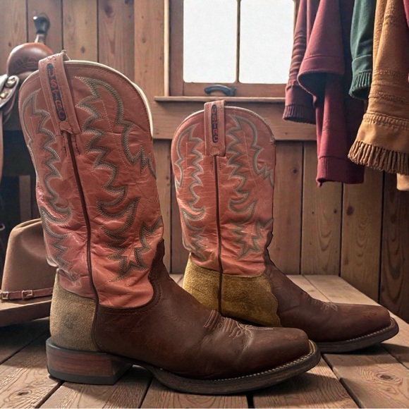 Tony Lama Shoes - Tony Lama USTRC Brown & Pink Western Boots